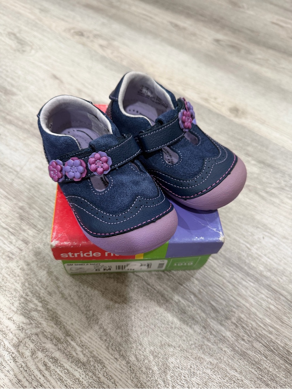 Stride Rite Navy and Purple Toddler Mary Jane Shoes